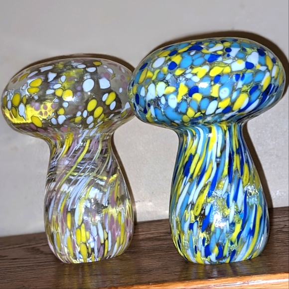 Murano Glass Mushrooms Set of 3 Vintage Hand Blown Made in Italy - Picture 2 of 11
